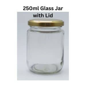 250ml glass jar for honey. Short Cylinder