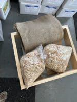 burlap and shavings